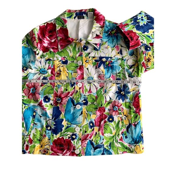 Vibrant Floral Print Womens Button-Up Jacket Size Large - Picture 6 of 11